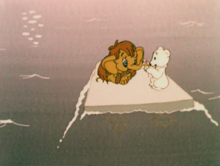 Мамонтенок на льдине. Мамонтенок кадры из мультфильма.